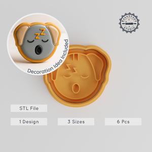 Sleeping Animal Shape Cutter & Stamp Set, Perfect for Cookies & Fondant, Includes 3 Sizes, 6 Pieces PRODUCT_915
