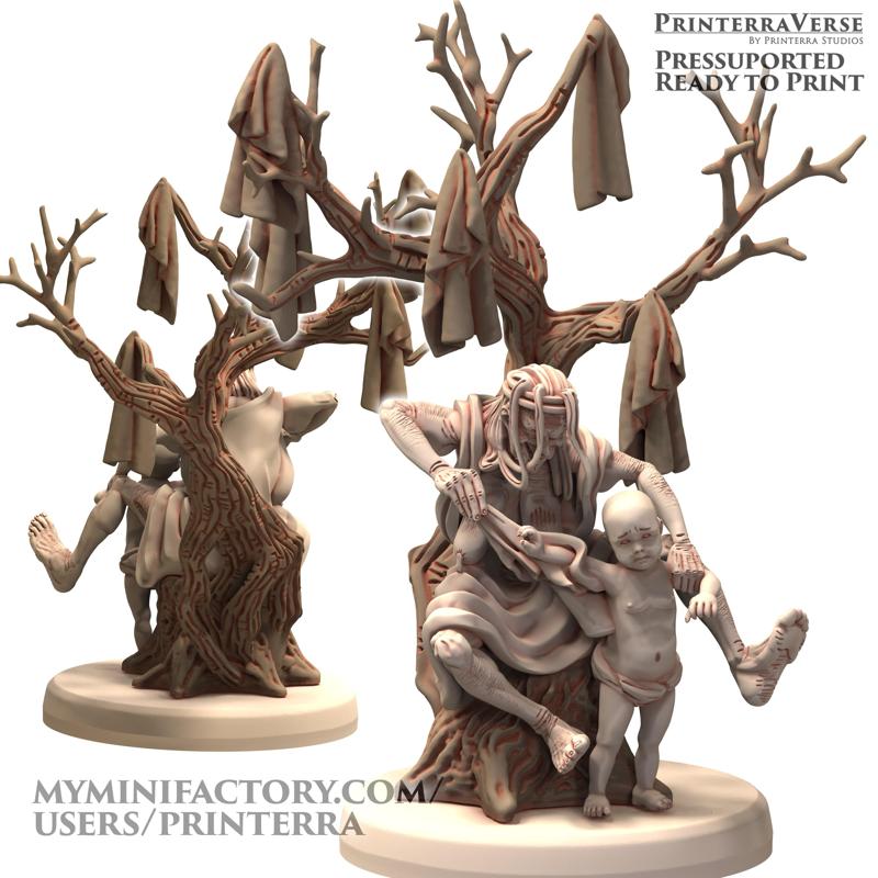 003 JAPAN Youkai Ghost Datsue Ba Old Woman and Tree Base