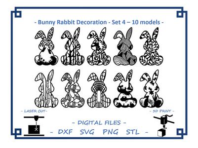 Bunny Rabbit decoration - Set 4 - 10 models Bundle