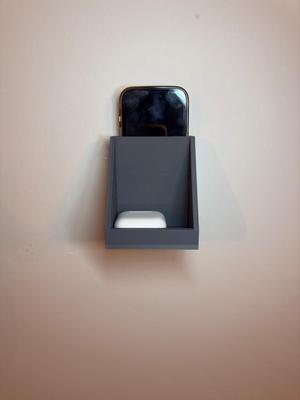 Wall-Mounted Phone Holder with Storage Compartment