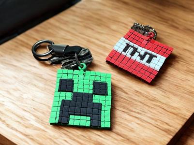 Minecraft Keychain Articulated / Creeper + TNT