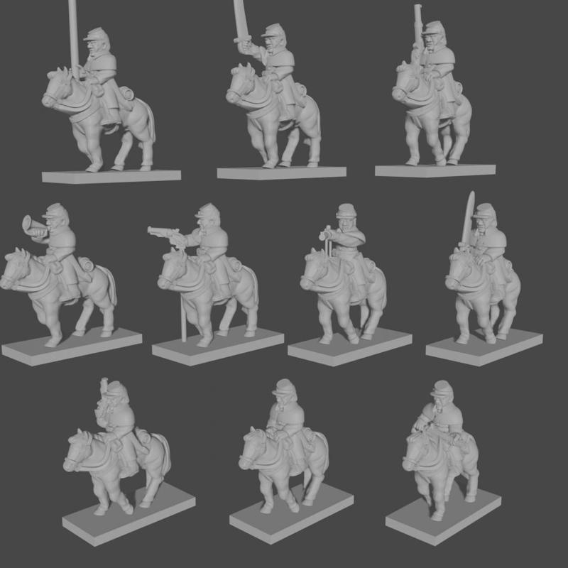 6-15mm ACW Greatcoat Cavalry & Blender File ACW-18