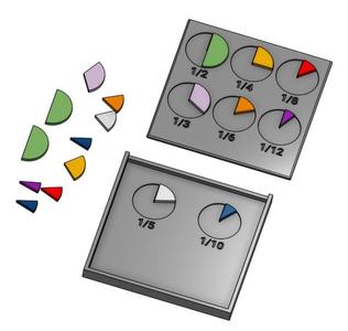 box with circle cutouts for learning fractions