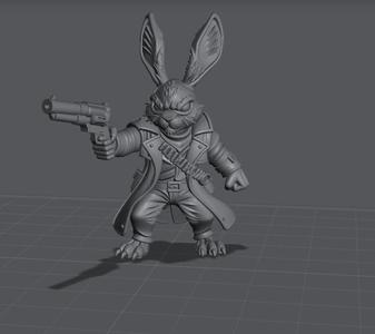 Thasselgrave Thorne ,  First Thump of the Hollow Warren, Bunny gunslinger rpg miniature v1