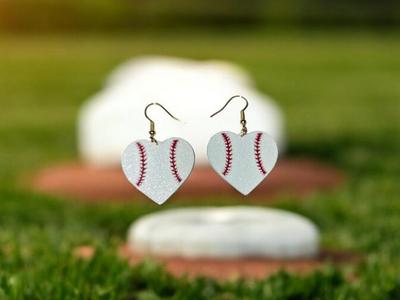 Baseball heart earrings