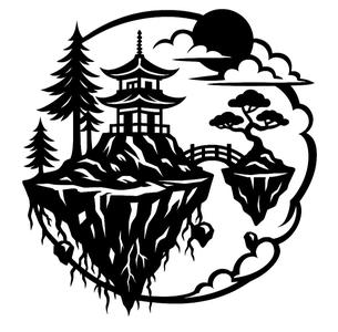 Pagoda of the Skybound Isles - 2D Wall Art