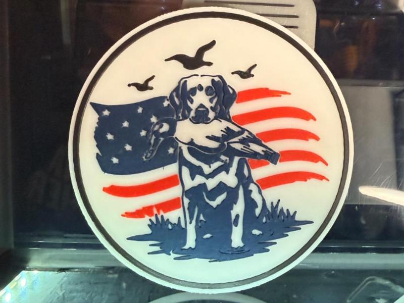DOG WITH U.S. FLAG COASTER 