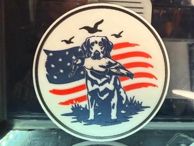 DOG WITH U.S. FLAG COASTER 