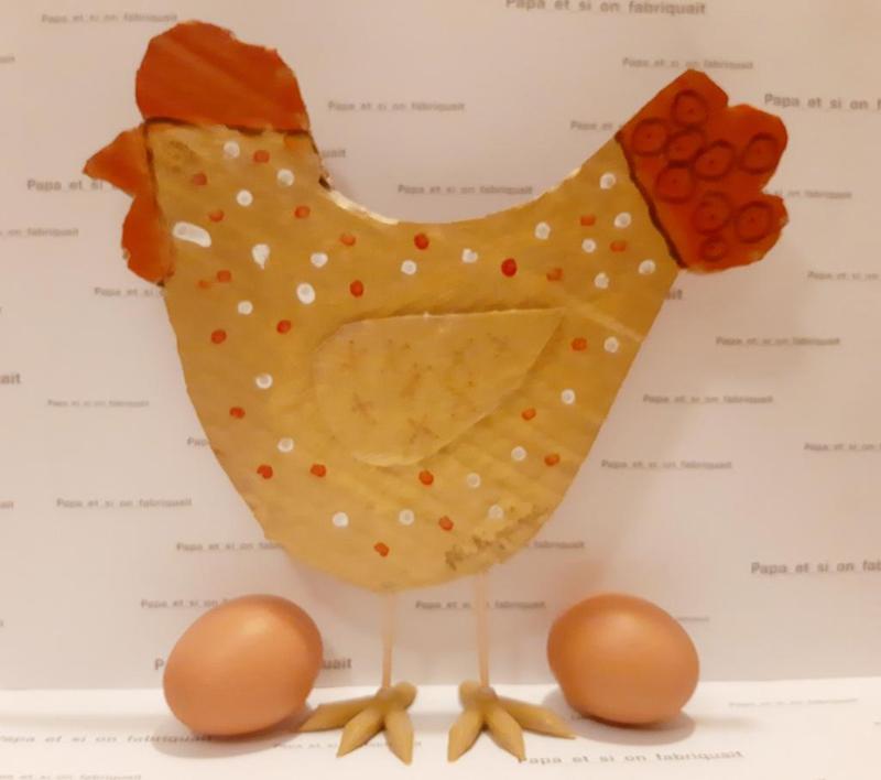 Pâques / Easter / Pascua -> Poule en carton et 3D / Cardboard and 3D Chicken / Gallina en carton y 3D