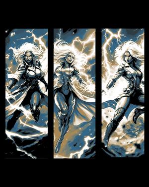 Fanart sketches of a Superhero - Marvel character Storm from X-men - Set of bookmarks