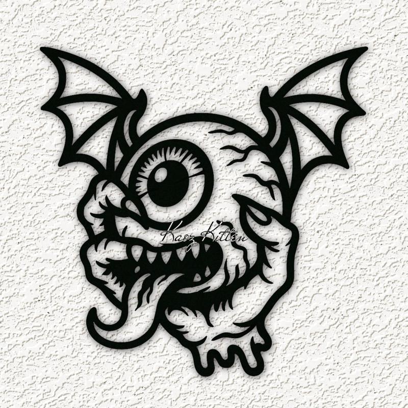 demon wings eyeball wall art home decor