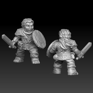 Halfling warrior with sword and sheld