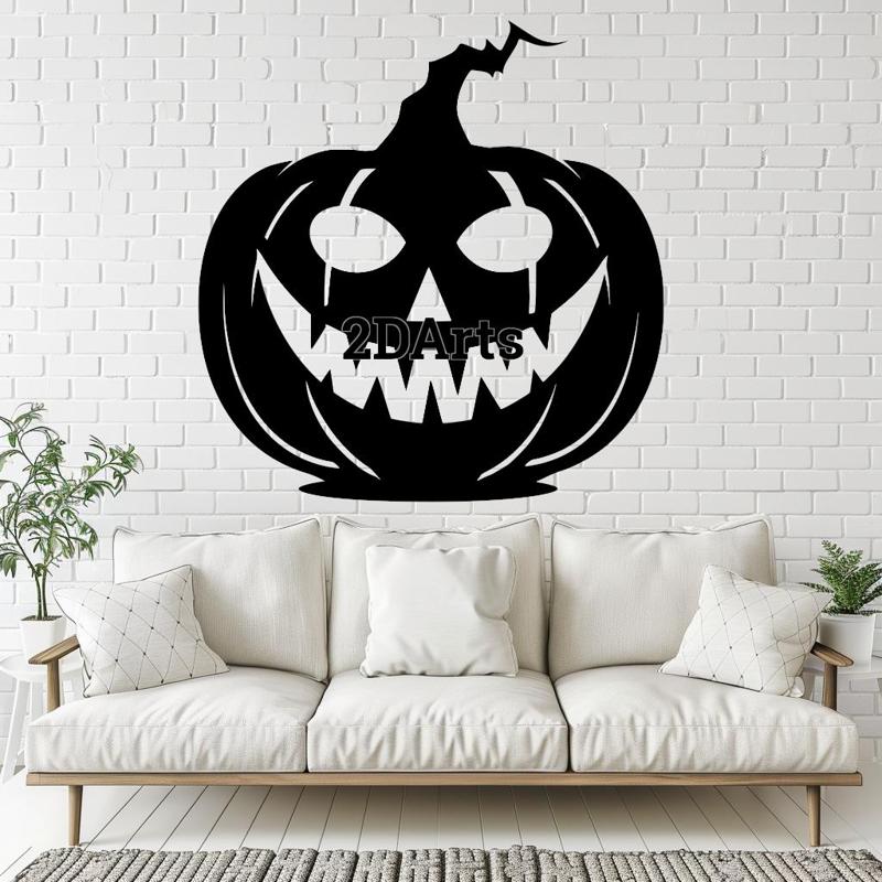 Carved Pumpkin 2D Wall Art/Window Art STL & SVG File for 3D Printing and Laser Cutting