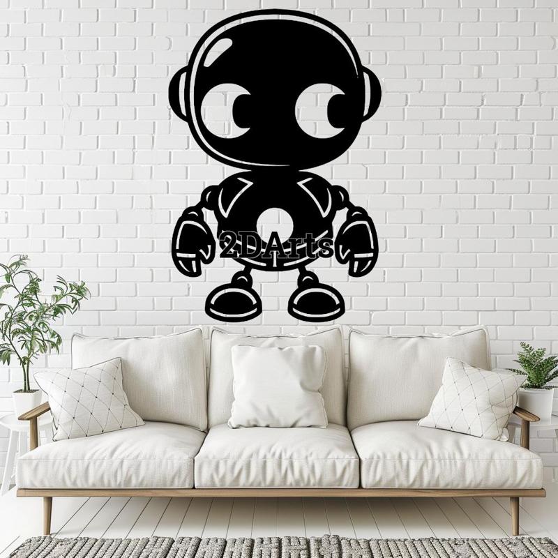 Cute Robot 2D Wall Art/Window Art - Digital STL & SVG File for 3D Printing or Laser Cutting