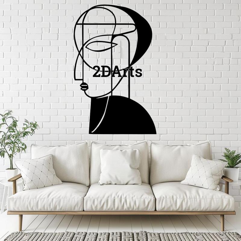 Abstract Modern Woman Face 2D Wall Art/Window Art - Digital STL & SVG Files for 3D Printing and Lase