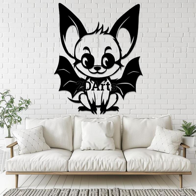 Cute Cartoon Bat Creature Silhouette STL File for 3D Printing and Laser Cutting