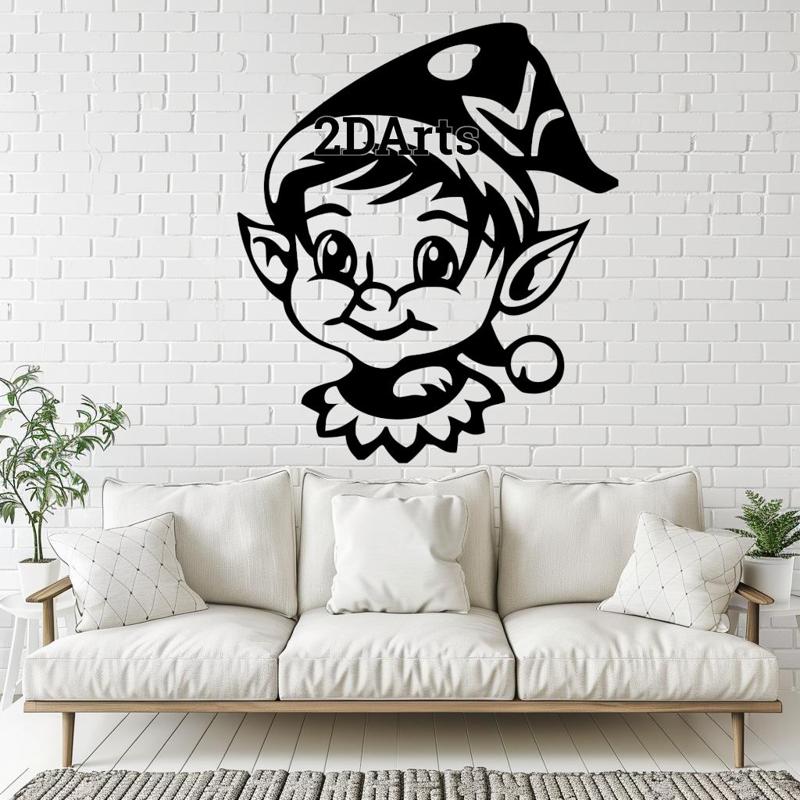 Christmas Elf 2D Wall Art/Window Art - Digital STL & SVG Files for 3D Printing and Laser Cutting