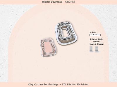 Boho Clay Cutter STL Set – 5 Sizes, 2 Blade Types | Modern Minimalist Polymer Clay Earring Cutters |