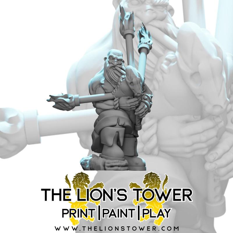 Dwarf  Bardzerker  - Dwarvern Bard with Flaming Bagpipes (32mm scale miniature)