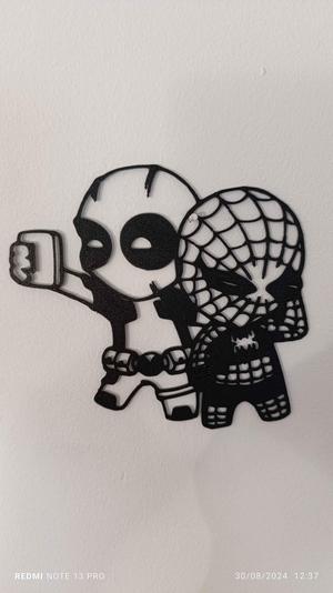 wallart decor deadpool selfie whit spiderman