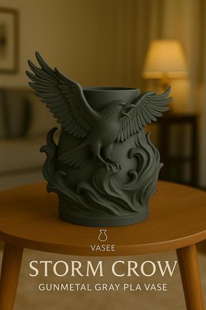 Raven vase art organizer for poetic dark style
