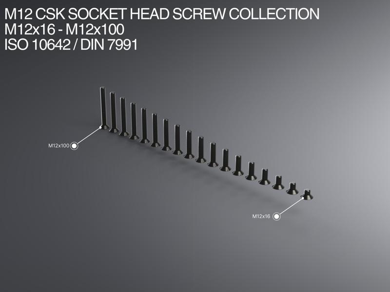 M12 CSK Socket Head Screw Collection M12x16-M12x100 ISO 10642 / DIN 7991