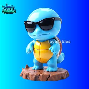 Squirtle Squad STL File – Sunglasses 3D Print Model – Cool Turtle Figurine Scene