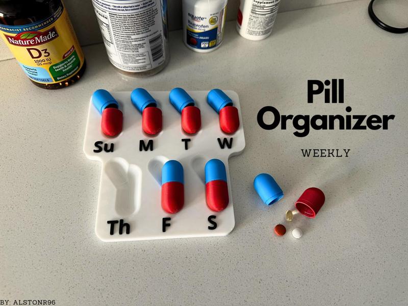 Weekly Pill Organizer - pill shaped capsule 