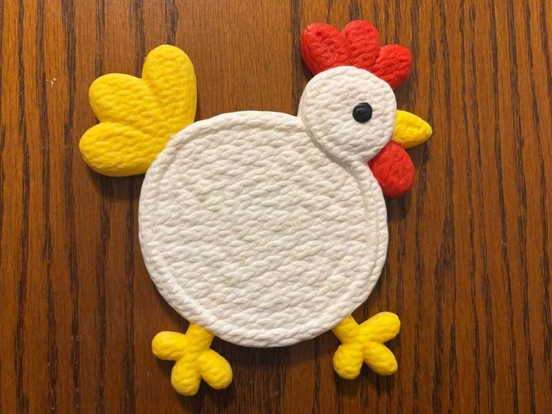 Knitted Rooster Coaster