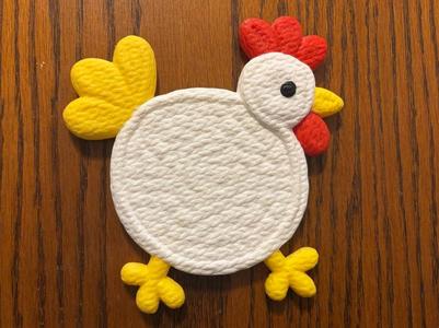 Knitted Rooster Coaster