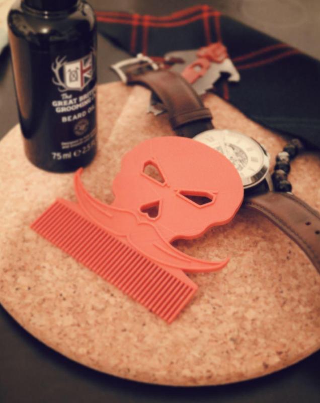 Badass Skull Moustache Beard Comb