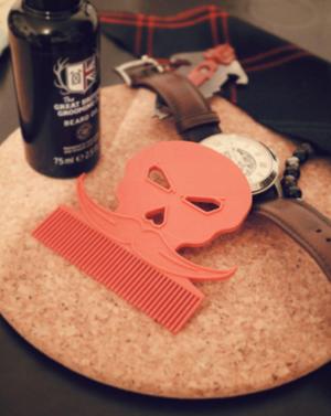 Badass Skull Moustache Beard Comb