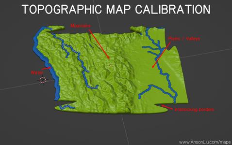 Topographic Relief Map Calibration/Stress Test Print - Trinity National Forest, CA, USA