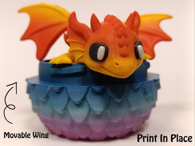 Articulated Winged Fantasy Dragon - with Egg