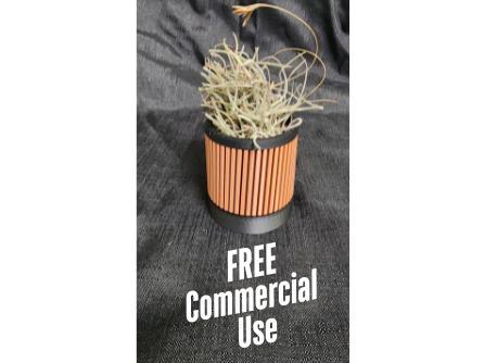Mid Century Modern Slanted Ribbed Planter w/tray