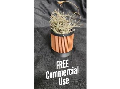 Mid Century Modern Slanted Ribbed Planter w/tray
