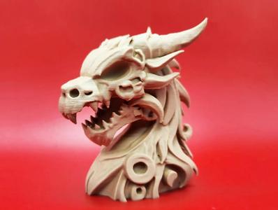 Wood-Carved Dragon Sculpture   