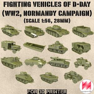 STL PACK - 15 Fighting vehicles of D-Day - WW2 (1:56, 28mm) - PERSONAL USE