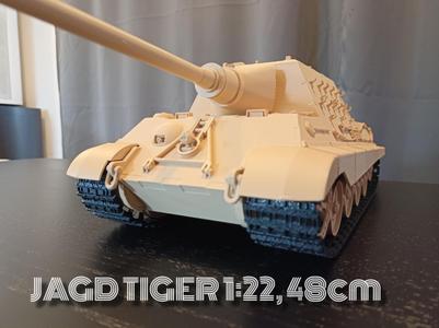 World War II Jagdtiger Tank, version without fenders, A1 mini, 48cm