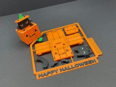 Cat in Halloween Pumpkin Card Kit