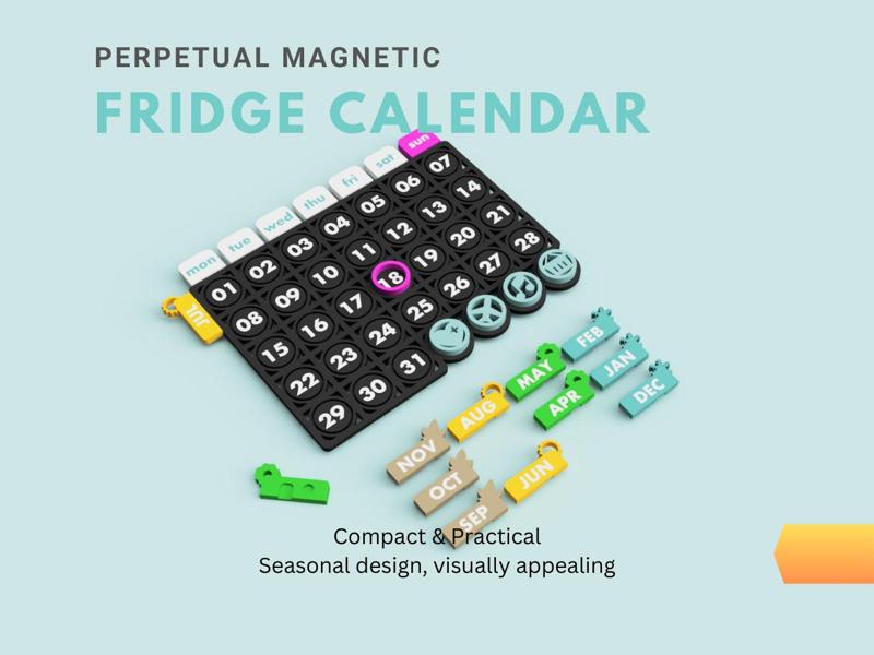 Perpetual Magnetic Fridge Calendar