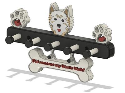 Westie Dog Leash Wall Mounted Rack