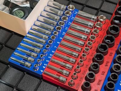 Gridfinity Tekton 1/4 Socket Organizer SAE, Metric