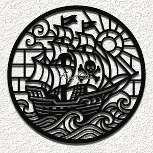 pirate ship glass wall art home decor