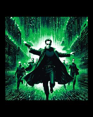 Wall Fan Art depiction of Neo from the Matrix movies