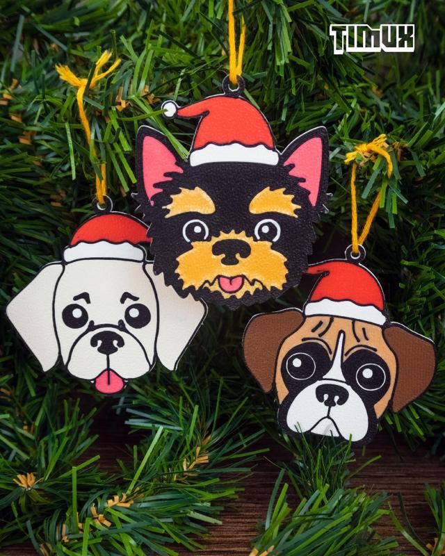 PUPPYS KEYCHAINS - CHRISTMAS ORNAMENTS - SET #2