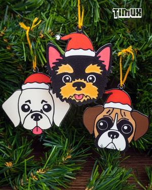 PUPPYS KEYCHAINS - CHRISTMAS ORNAMENTS - SET #2