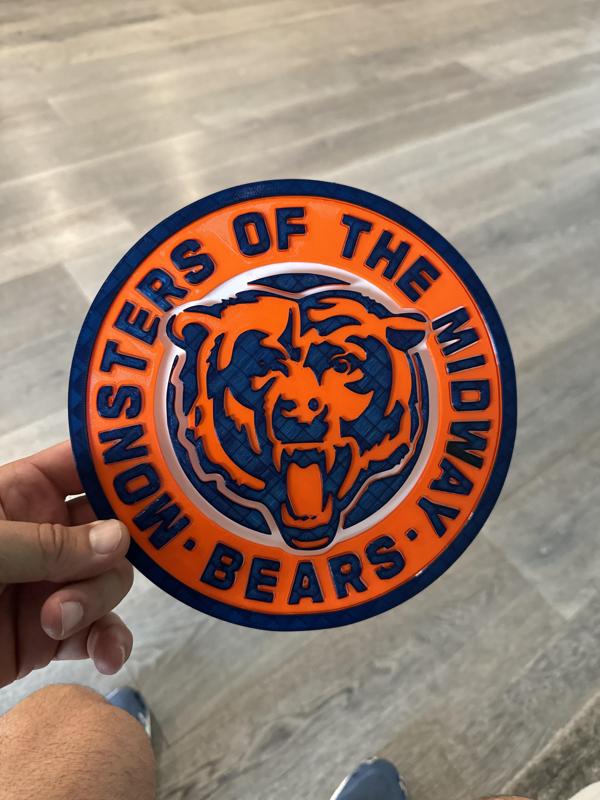 3 color single extruder single piece Chicago Bears Monsters of the Midway Logo