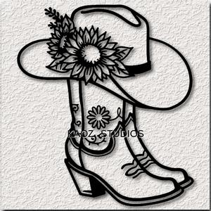 cowgirl boots and hat wall art Cow Girl wall decor Farm House Decoration
