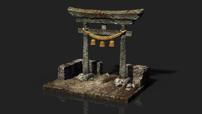Japanese Torii Gate - Custom Base For Miniature - Figure